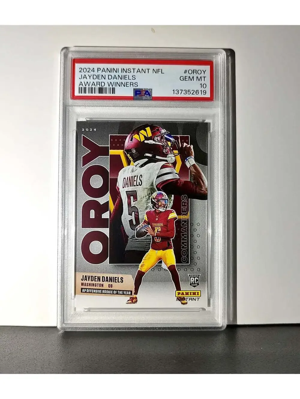 Jayden Daniels 2024 Panini NFL AP Offensive Rookie of the Year Commanders PSA 10